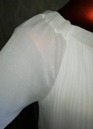 Роскошная итальянская белая шифоновая блуза свободного кроя с плиссировкой4 фото