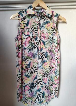 Удлиненная блуза в цветы летний принт4 фото