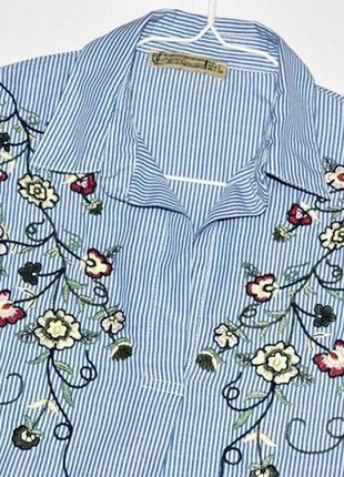 Savori collection красива сорочка в смужку вільного крою з вишивкою2 фото