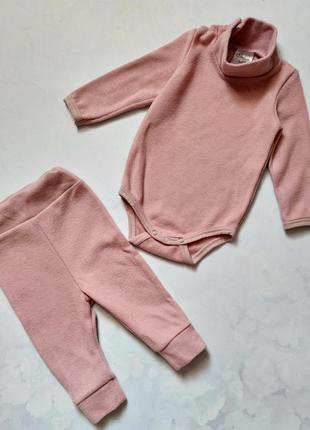 Теплый набор с начесом,бодик и штанишки в рубчик 68 р,