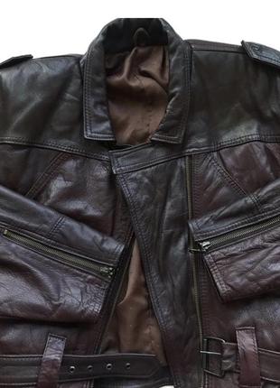 Вінтажна шкіряна куртка-косуха8 фото