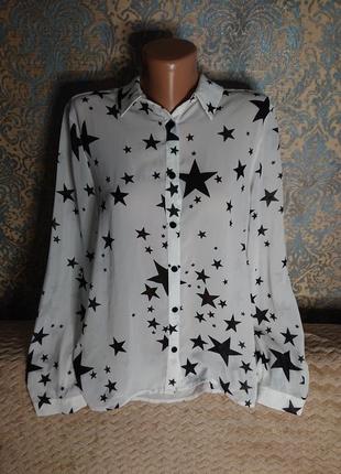 Красивая женская блуза рубашка в звезды р.44/46 блузка блузочка1 фото