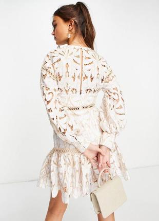 Платье мини с цветочным кружевом и контрастной отделкой asos design3 фото