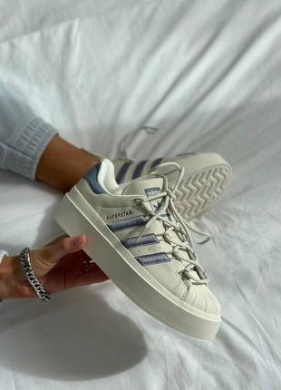 Кроссовки adidas superstar beige violet3 фото