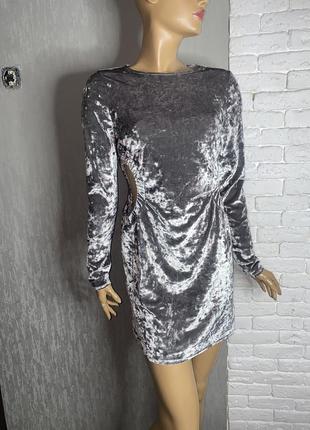 Велюровое платье бархатное платье с обнаженными боками topshop, xl 50р1 фото