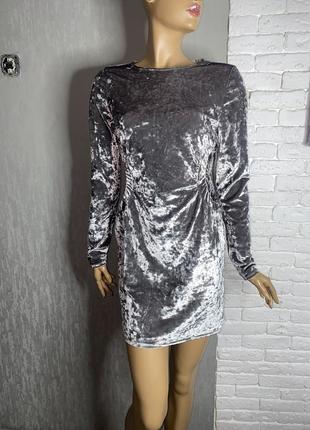 Велюровое платье бархатное платье с обнаженными боками topshop, xl 50р2 фото