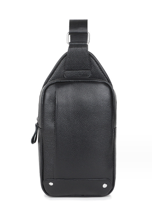 Мужская кожаная сумка-бананка на грудь черная ⁇ кросбоде барсетка для мужчин натуральная кожа6 фото