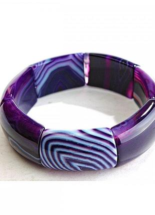Браслет на резинке фиолетовый агат прямоугольные камни 20х30(+-)мм