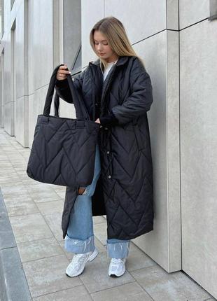 Пальто длинное (в пол) с сумкой в комплекте