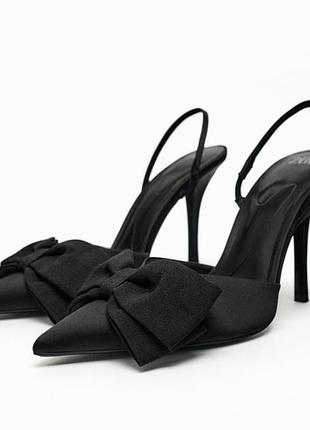 Стильна новинка new zara туфлі туфли на підборах з бантом зара