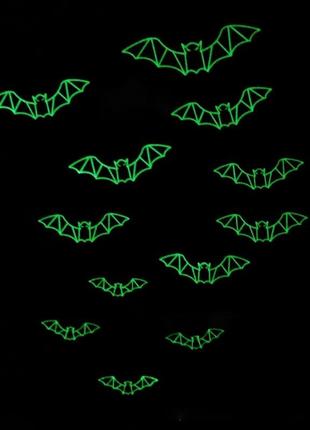 Летучие мыши хэллоуин, люминесцентные - в наборе 8шт.1 фото