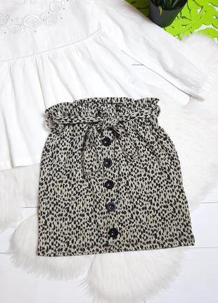 Комплект белая блузка и юбочка лео принт2 фото