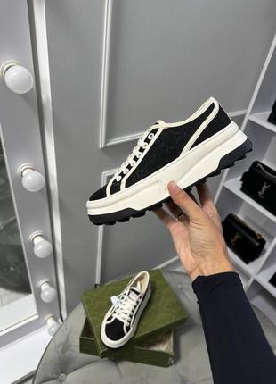 Кеды gucci на платформе черные