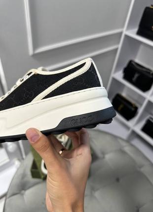 Кеды gucci на платформе черные