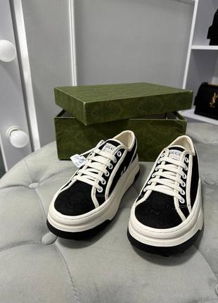 Кеды gucci на платформе черные