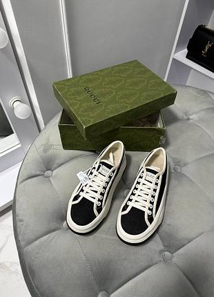 Кеды gucci на платформе черные