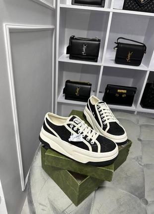 Кеды gucci на платформе черные