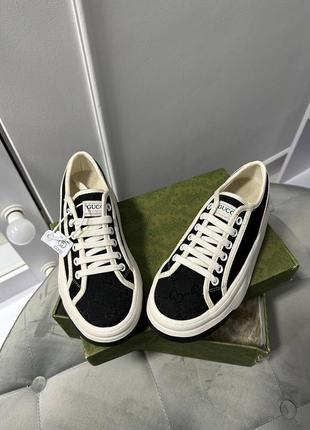 Кеды gucci на платформе черные