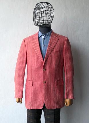 Піджак преміум лінійки canali classic linen zuri-leu mode puro lino stripe blazer pink/white