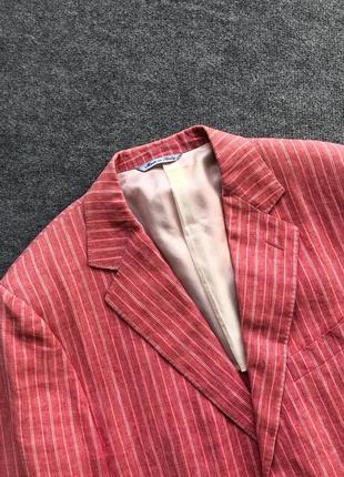 Пиджак премиум линейки canali classic linen zuri-leu mode puro lino stripe blazer pink/white3 фото