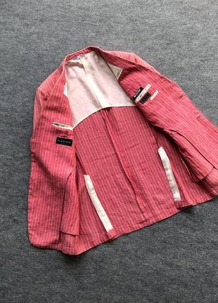 Пиджак премиум линейки canali classic linen zuri-leu mode puro lino stripe blazer pink/white4 фото