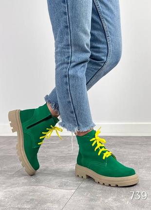 Ботинки romano, зеленый, натуральная замша, деми2 фото