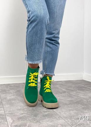 Ботинки romano, зеленый, натуральная замша, деми4 фото