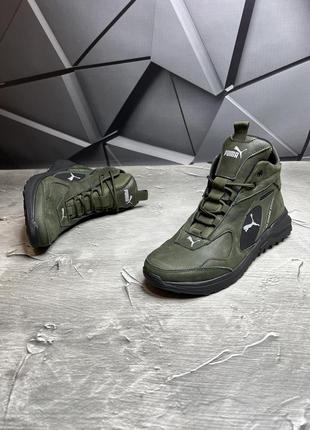 Зимние ботинки puma haki black (мех) 42-433 фото