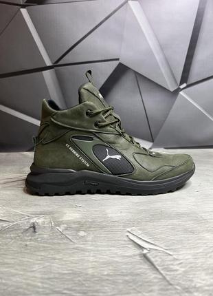 Зимние ботинки puma haki black (мех) 42-437 фото