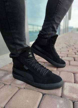 Зимние ботинки puma black (мех) 44-45