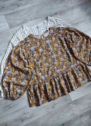 Шикарная натуральная блуза актуальная модель стильная принт цветы3 фото