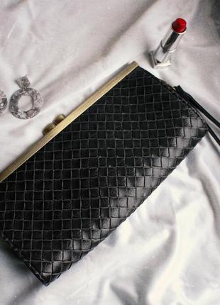 Клатч коричневий плетінка плетений гаманець