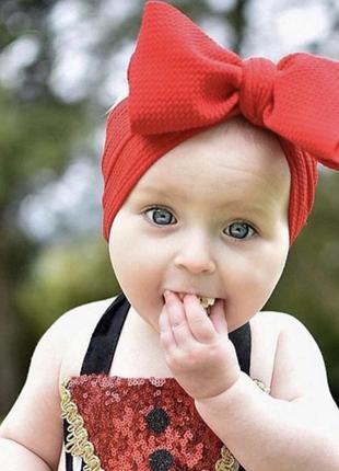 Красный бант повязка афробант на малышку от рождения красивая