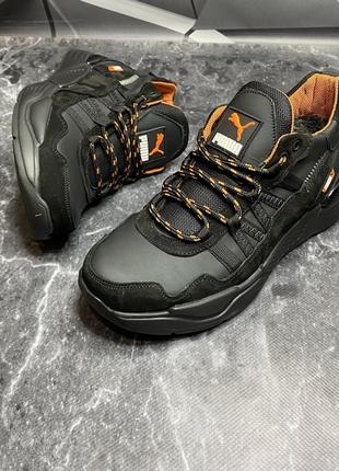 Зимние ботинки puma black orange (мех) 40-444 фото