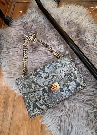 Жіноча сумка , сумочка з металевими ручками , сумка в зміїний принт