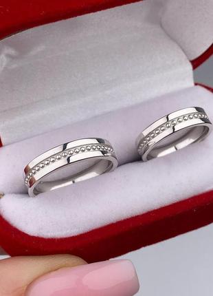🇺🇦 кольцо серебро 925° покрытие родий, обручка американка с шариками, обручальное 0435.50р1 фото