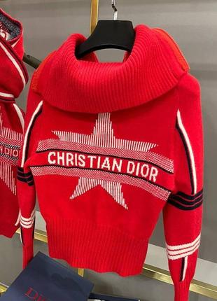 Светр на молнії в стилі christian dior з відкладним коміром червоний
