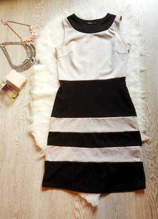Плаття чорне біле зі смужками футляр коротке міді комбінований колір стрейч