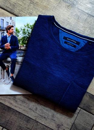Чоловічий елегантний бавовняний светр із круглим коміром marc o'polo в синьому кольорі розмір хl