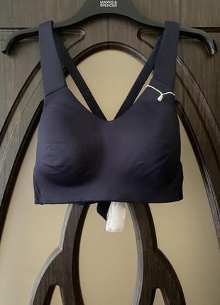 Шикарний, базовий, бюстгальтер, топ, для спорту, без кісточок, темно синього, від дорогого спортивного: crane 👌7 фото