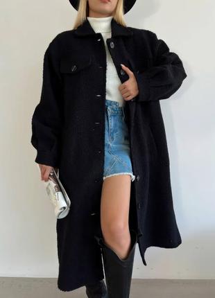 Женское пальто шерсть-букле барашек в стиле massimo dutti1 фото