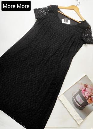 Платье женское миди черное кружевное с короткими рукавами от бренда more more l/xl