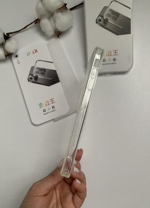 Прозрачный силиконовый чехол с квадратными бортиками и закрытой камерой для iphone xr3 фото