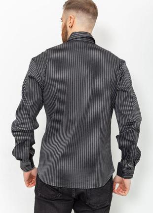 Рубашка мужская в полоску, цвет черный3 фото