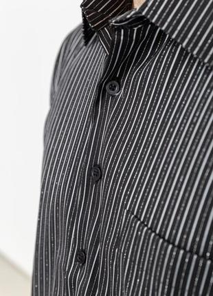 Рубашка мужская в полоску, цвет черный4 фото