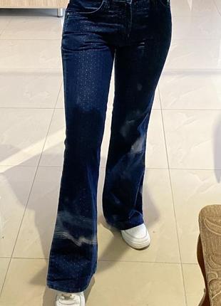 Винтажные джинсы в горох синие джинсы клеш джинсы со средней посадкой versace jeans couture синие джинсы клеш расклешенные джинсы изнаночной винтаж3 фото