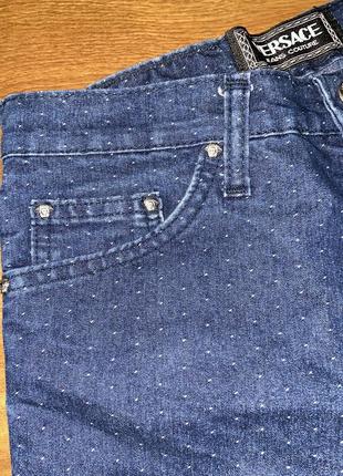 Винтажные джинсы в горох синие джинсы клеш джинсы со средней посадкой versace jeans couture синие джинсы клеш расклешенные джинсы изнаночной винтаж6 фото