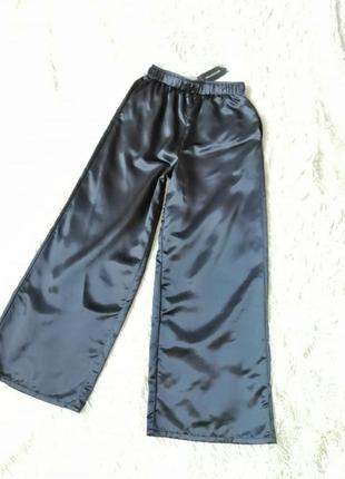 Широкі штани висока посадка для дому або сну щільний атлас є кишені  широкие брюки высокая посадка д7 фото