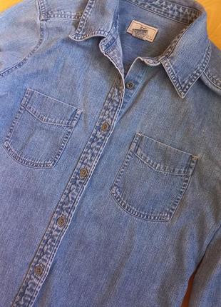 Джинсовая рубашка с длинным рукавом джинсовка ветровка рубашка куртка4 фото