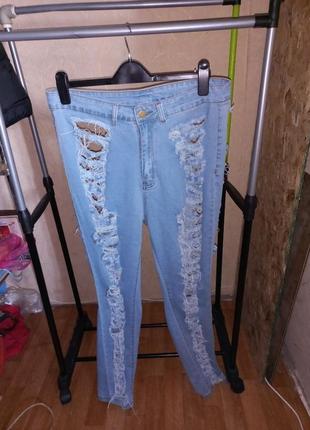 Сексуальные рваные джинсы 52-54 размер shein5 фото